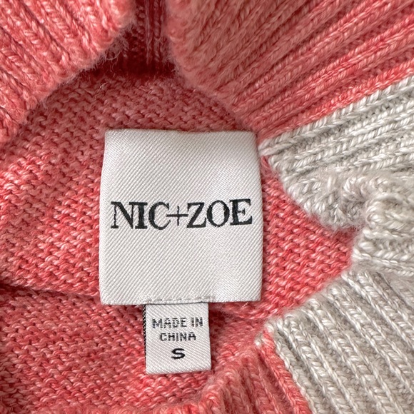 NEW NIC + ZOE Fall Color Blocks Mock Neck Long Sleeve Pullover Sweater Top S/M - Picture 15 of 16